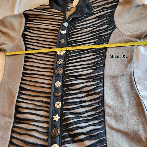 COTTON Fleece Jacket Blazer Coat 𝅺Beige Grey Bone Button JACKET- NEW - Picture 5 of 12